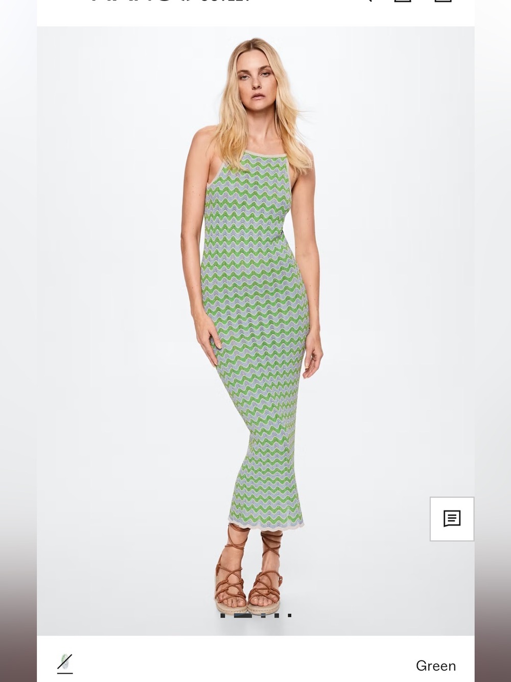 Mango Green and Light Gray Zigzag Maxi Dress